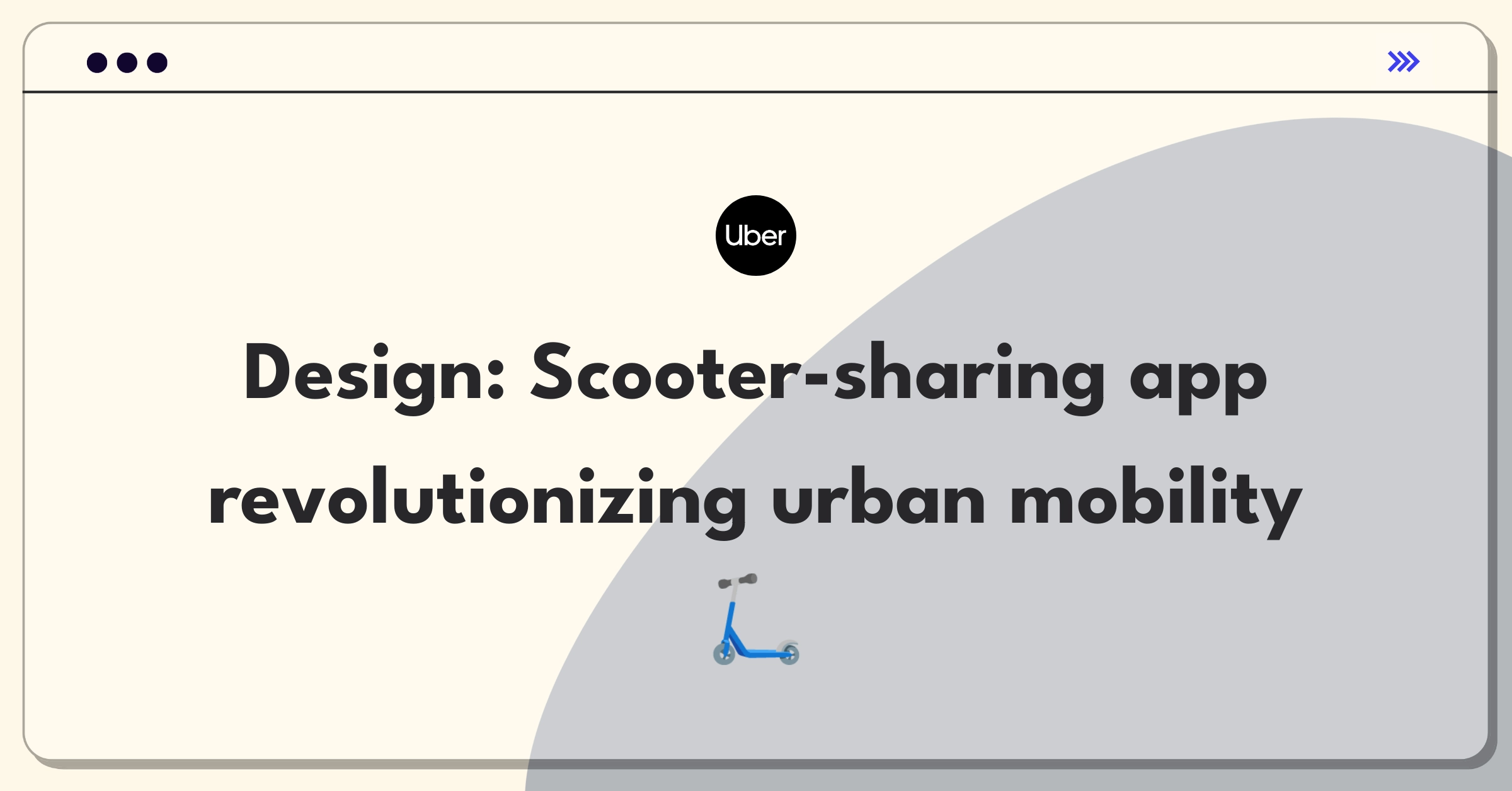 Product Management Design Question: Conceptual image of a scooter-sharing app interface with map and available scooters