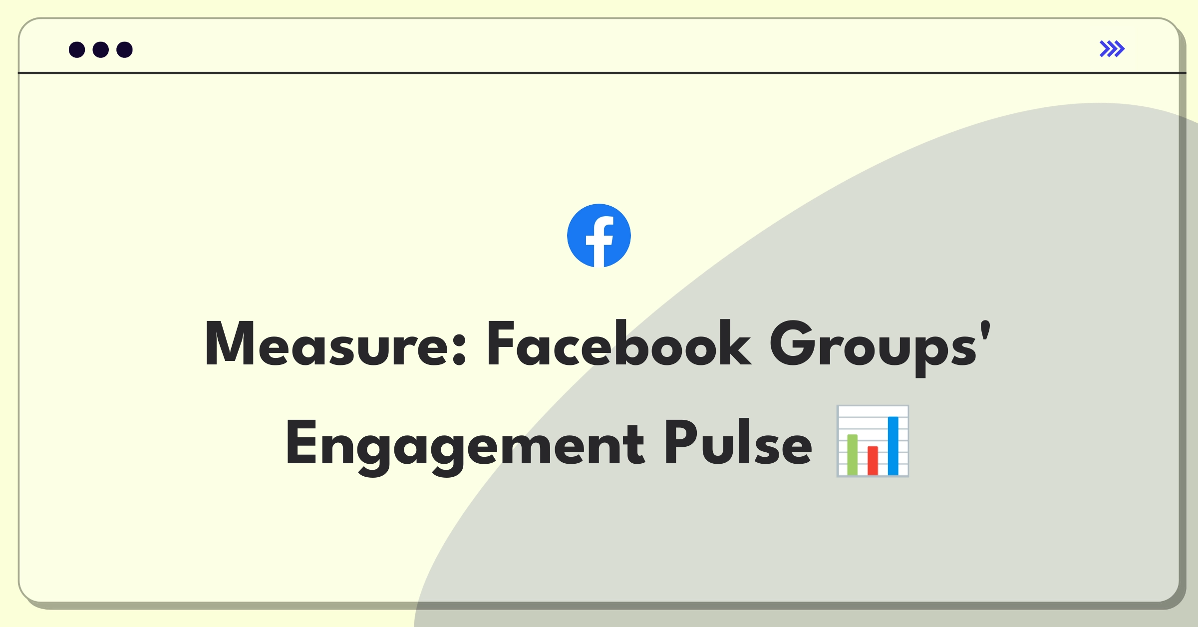 Product Management Metrics Question: Facebook Groups admin dashboard showing engagement statistics and goal-setting interface