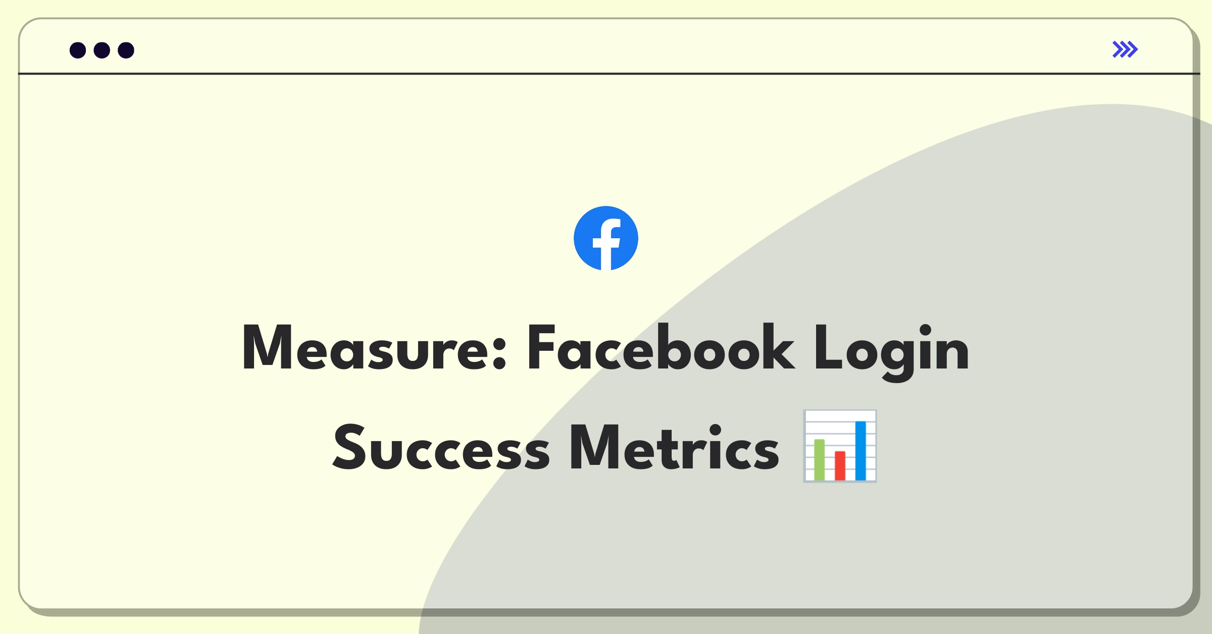 Product Management Metrics Question: Facebook login page goals and success indicators diagram