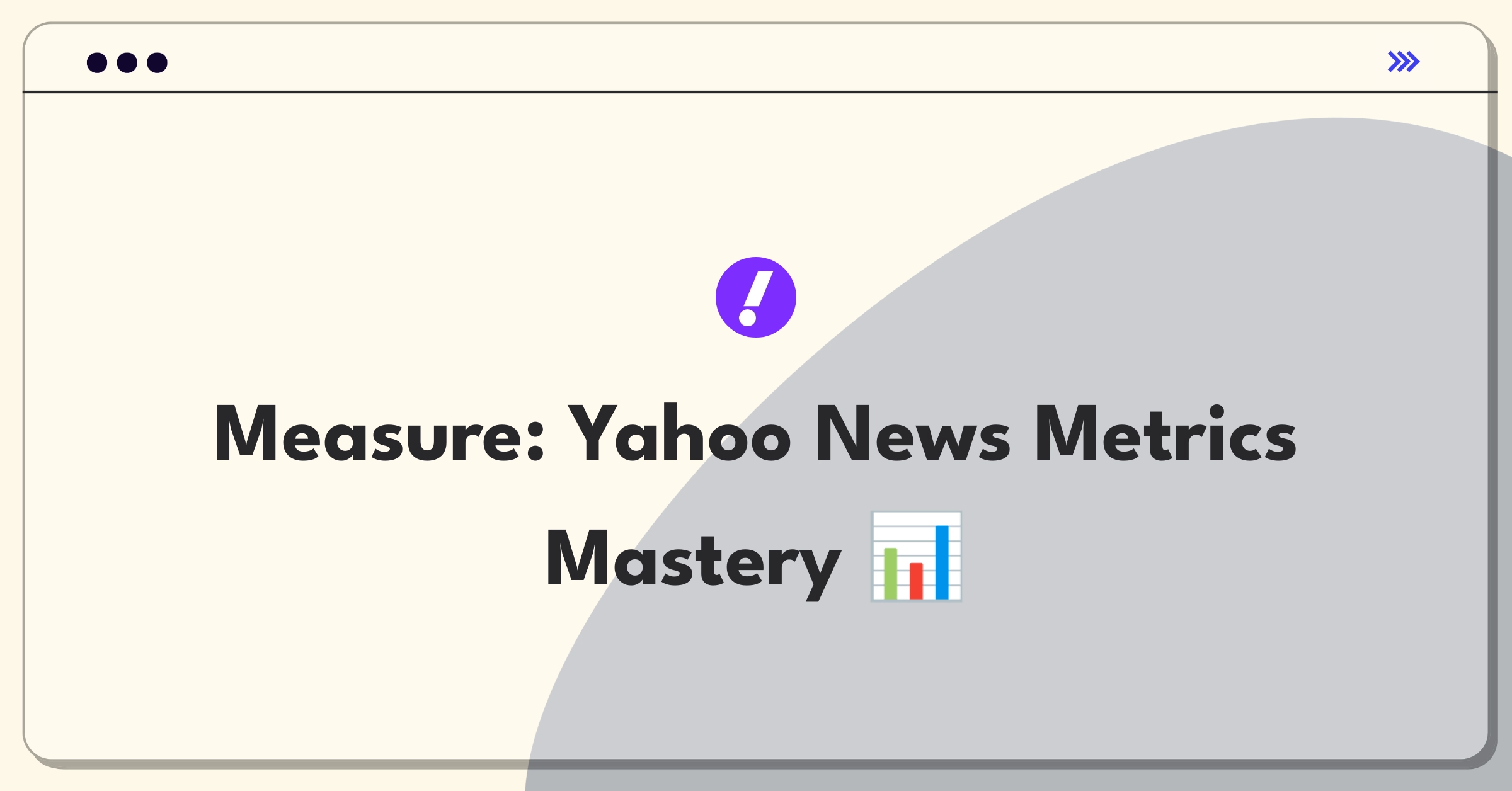 Product Management Metrics Question: Yahoo News aggregation success measurement framework diagram